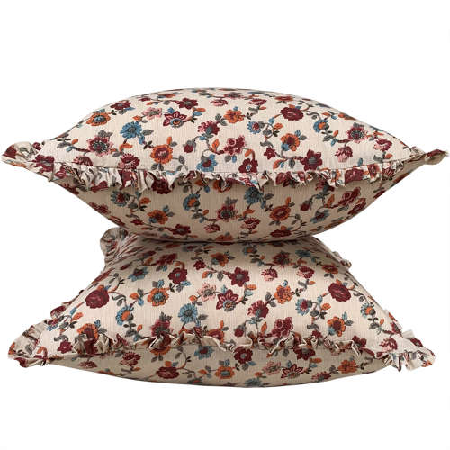 Floral Cushions With Frill Trim