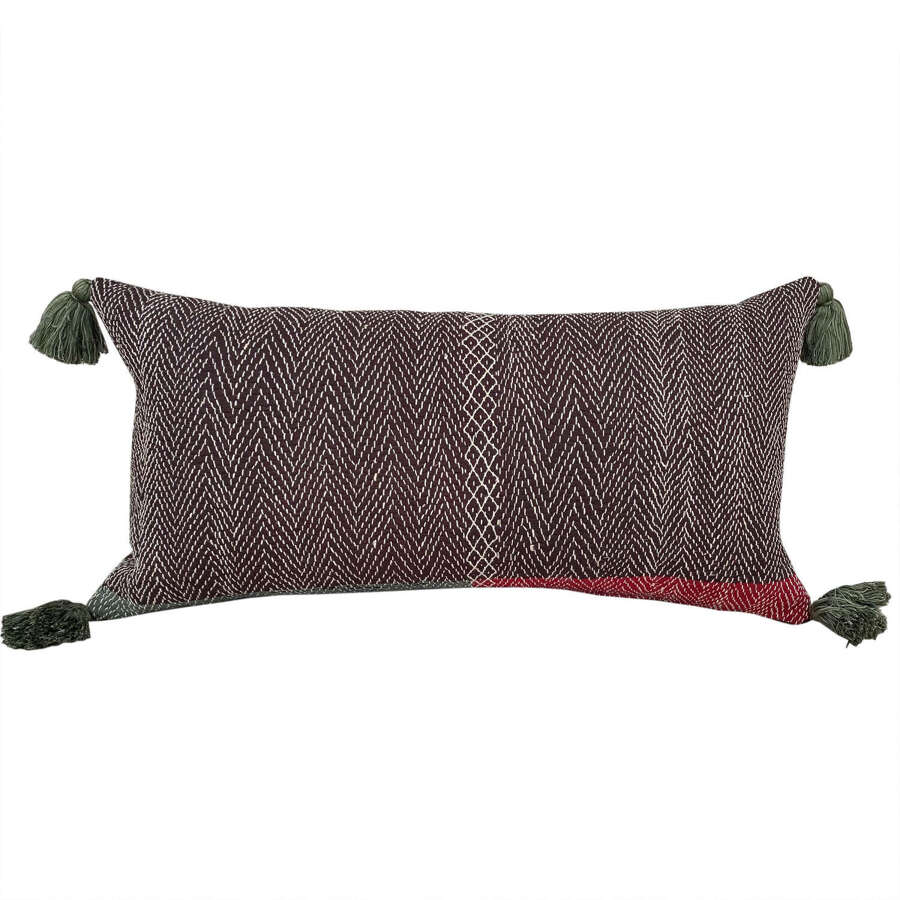 Banjara Cushion With Green Tassels