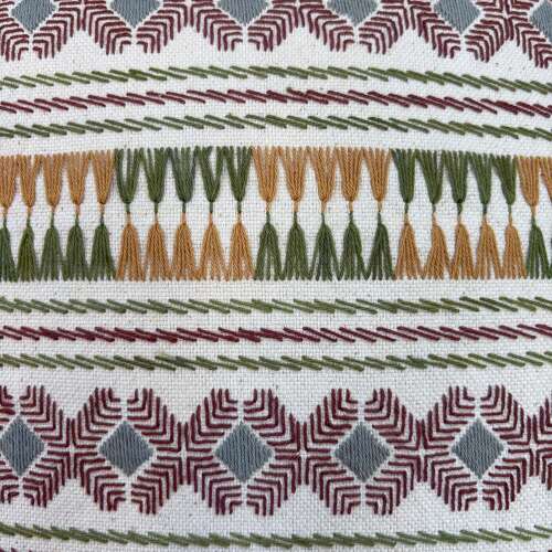 Akha Embroidered Cushion Green And Ochre