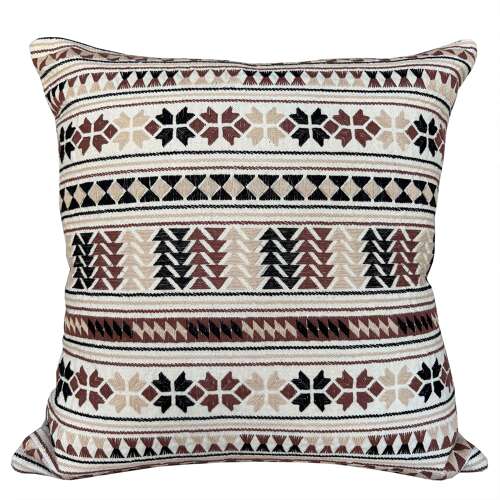 Akha Embroidered Pillow, Black And Brown