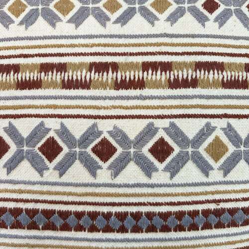 Akha Embroidered Cushion Grey And Ochre