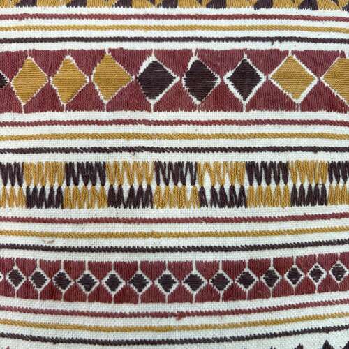 Akha Embroidered Cushion, pink And Ochre