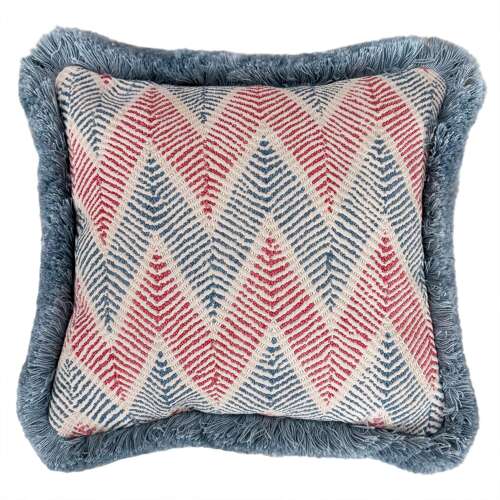 Kantha Lavender Pillow With Brush Fringe