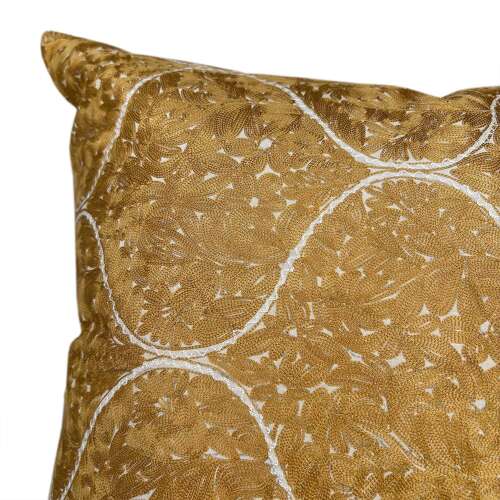 Gold Silk Embroidered Cushion