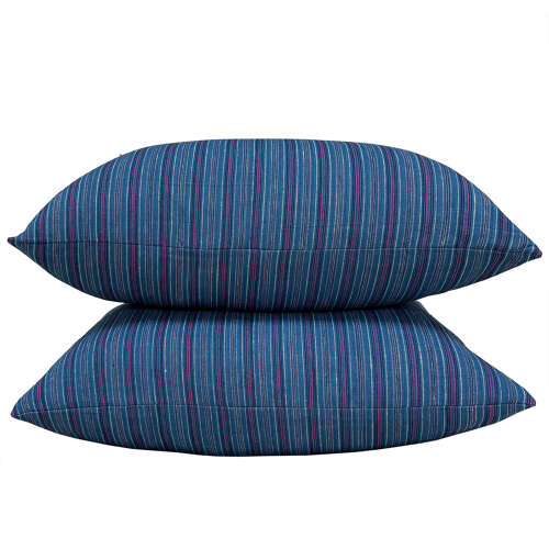 Blue Cushions With Pink Stripes