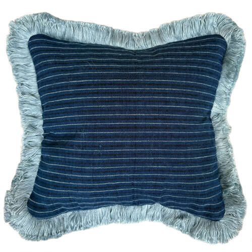 Buyi Lavender Pillow With Blue Fringe