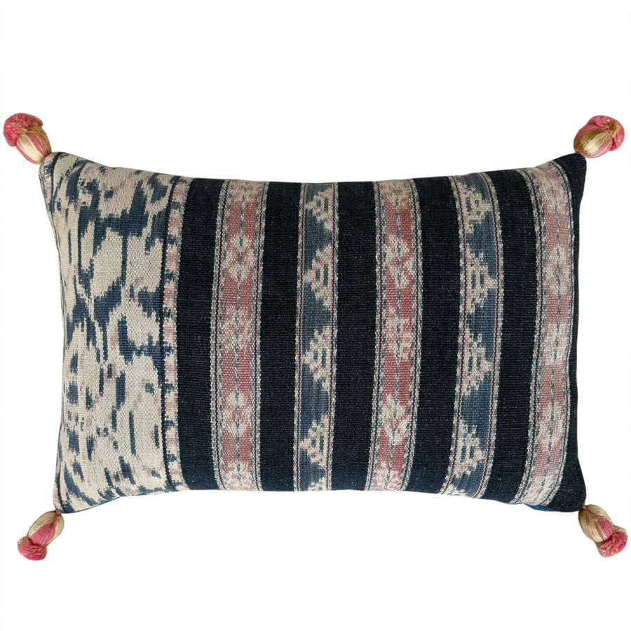 Indigo Savu ikat lavender pillows