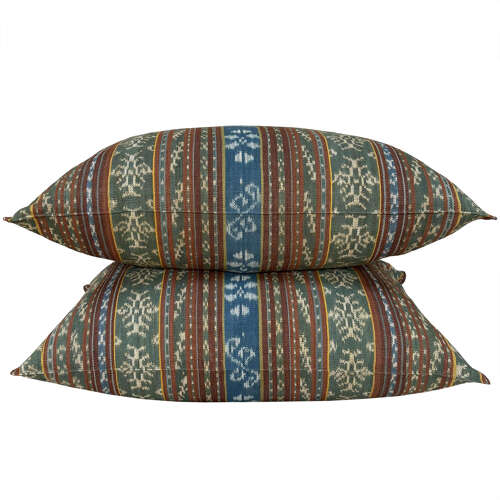 Flores Sikka Cushions, Green And Blue