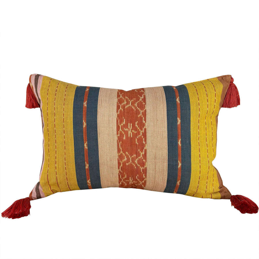 Flores Sikka Cushions, Rust & Yellow With Tassels