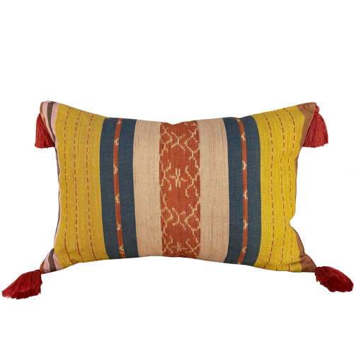Flores Sikka Cushions, Rust & Yellow With Tassels