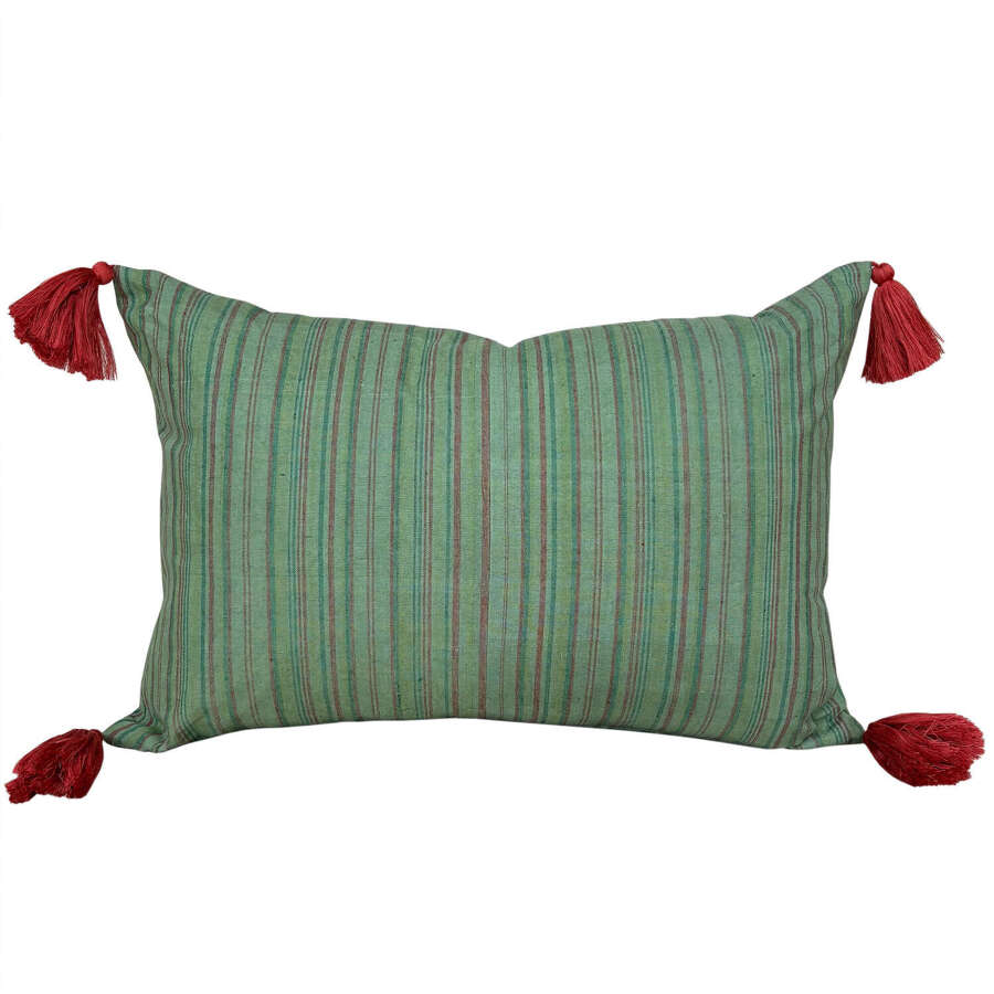 Songjiang Cushions, Green With Rust Tassels
