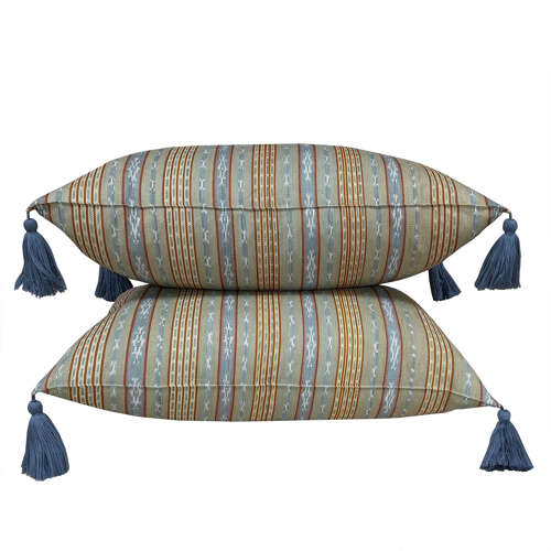 Flores Sikka Ikat Cushions, Seafoam