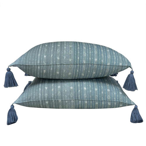 Flores Sikka Ikat Cushions, Blue