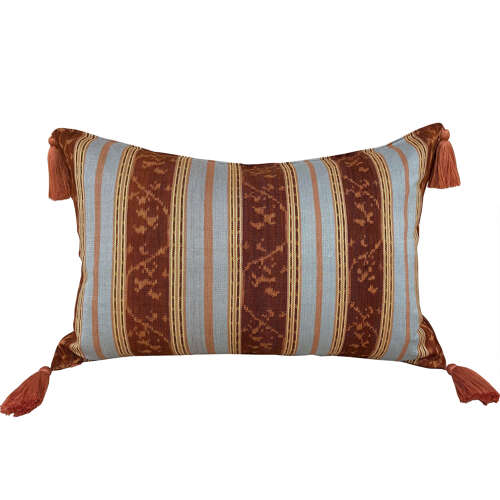 Flores Sikka Ikat Cushions, Blue & Brown Stripes