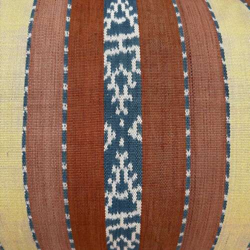 Flores Sikka Ikat Cushion In Brown And Yellow
