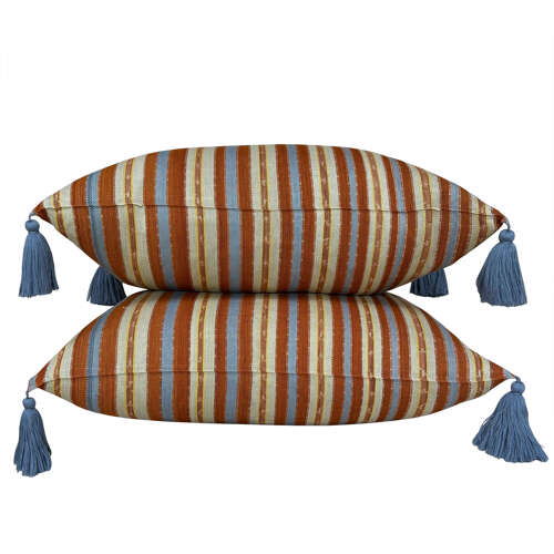 Flores Sikka Ikat Cushions, Celadon And Rust