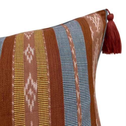 Flores Sika Ikat Cushions, Rust And Blue